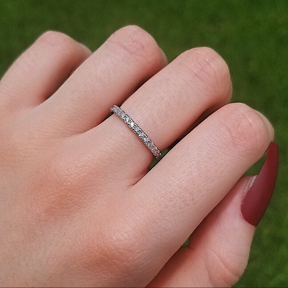 .925 Sterling Silver Round Eternity Band Ring - Picture 3 of 8